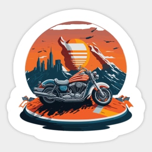 motorcycle and the flag independence day Sticker